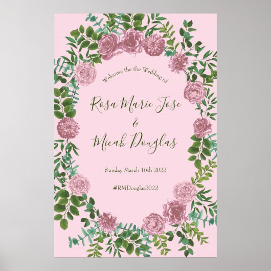 Poster Roses roses Jardin Printemps Mariage (Devant)