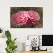 Poster Roses roses peintes (Bureau à domicile)