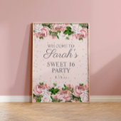 Poster Roses roses rose Floral Parties scintillant argent