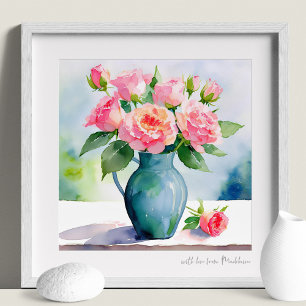Poster Roses Roses Roses Roses Bleues Aquarelle Imprimer