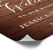 Poster Roses Rouge Lanterne Mariage Bienvenue Bois Rustiq (Coin)