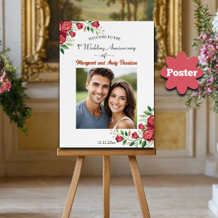 Poster Roses Rouges 1ère Noces de Mariage Photo de Bienve