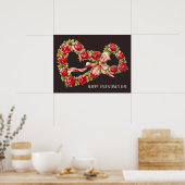 Poster Roses rouges Coeur floral Wreath Élégant mignon Vi (Cuisine)