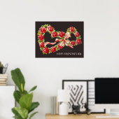 Poster Roses rouges Coeur floral Wreath Élégant mignon Vi (Bureau à domicile)