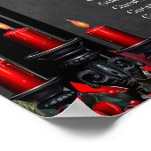 Poster Roses rouges étonnantes et conception de la porte (Coin)