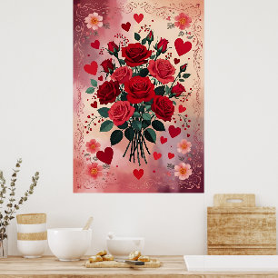 Poster Roses Rouges, la Saint-Valentin,