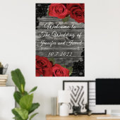 Poster Roses Rouges Panneau de Mariage Rustique à Dentell (Bureau à domicile)