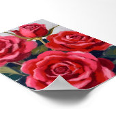 Poster Roses rouges peinture florale (Coin)
