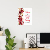 Poster Roses Rouges Romantiques Fête d'Anniversaire (Bureau à domicile)