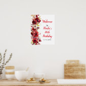 Poster Roses Rouges Romantiques Fête d'Anniversaire (Cuisine)