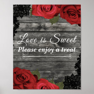 Poster Roses rouges Rustique Mariage à la Nuit Noire Prof