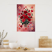 Poster Roses rouges, Saint-Valentin, (Cuisine)
