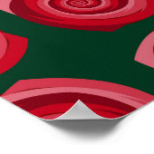 Poster Roses rouges sur un fond vert abstrait, fond (Coin)