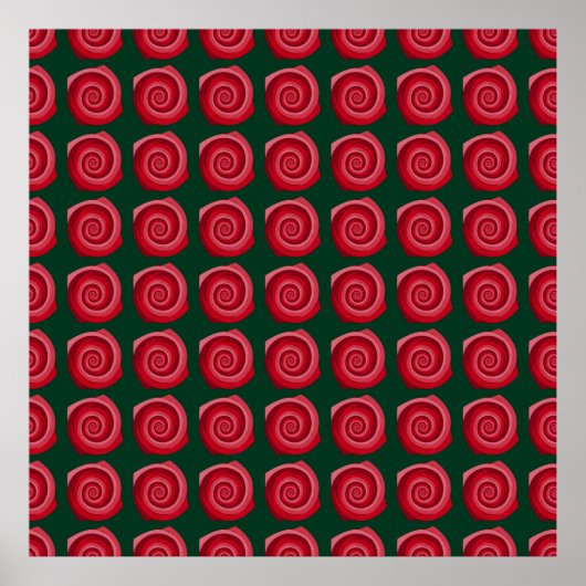 Poster Roses rouges sur un fond vert abstrait, fond (Devant)