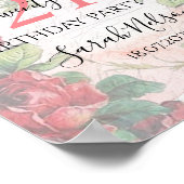 Poster Roses rouges Vintage 21 Anniversaire (Coin)