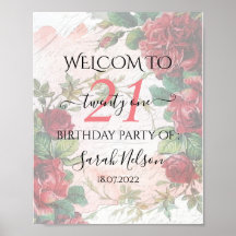 Roses rouges Vintage 21 Anniversaire