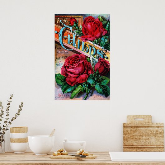 Poster Roses rouges vintages (Cuisine)