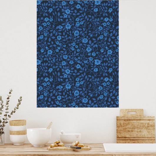Poster Roses sauvages en bleu (Cuisine)