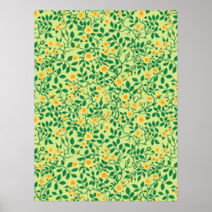 Poster Roses sauvages en jaune et vert