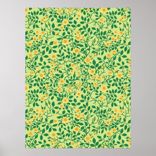 Poster Roses sauvages en jaune et vert (Devant)