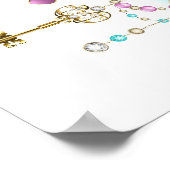 Poster Roses turquoise avec touches (Coin)