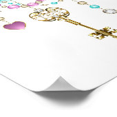 Poster Roses turquoise avec touches (Coin)