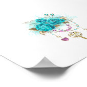 Poster Roses turquoise avec touches (Coin)