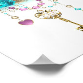 Poster Roses turquoise avec touches (Coin)