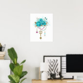 Poster Roses turquoise avec touches (Bureau à domicile)