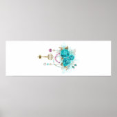 Poster Roses turquoise avec touches (Devant)