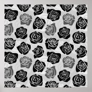 Poster Roses Vintages chic en noir et blanc