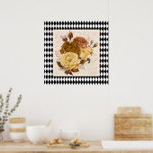 Poster Roses vintages du jardin Arlequin (Cuisine)