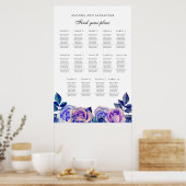 Poster Roses violettes bleues. Plan de table de mariage 1 (Cuisine)