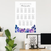 Poster Roses violettes bleues. Plan de table de mariage 1 (Bureau à domicile)