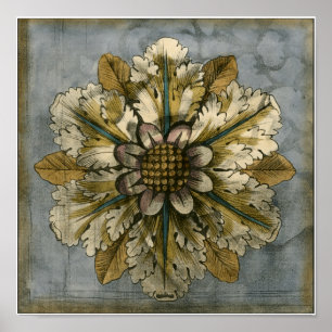 Poster Rosette décorative de Demask sur l'arrière - pla