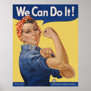 Poster Rosie la riveteuse patriotique vintage, Nous pouvo