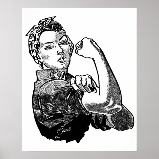 Poster Rosie Le Féministe Riveter (Transparent-No-Fill) (Devant)