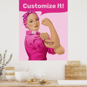 Poster Rosie, Riveter Sensibilisation au cancer du sein (Cuisine)
