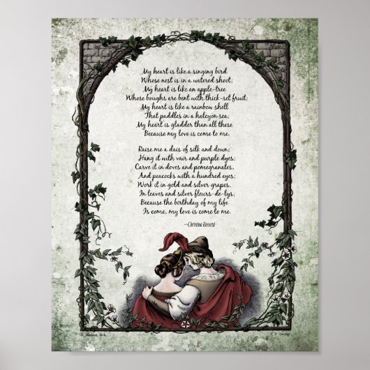 Poster Rossetti "Amour" poème d'art victorien 8x10 (Devant)