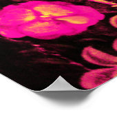 Poster ROSSIGNOL AVEC ROSES, Fuchsia Rose Noir Jaune (Coin)