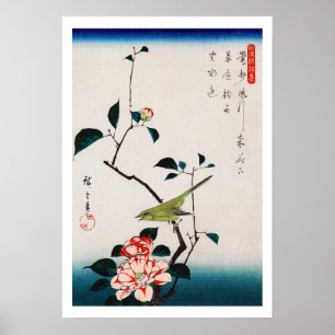 Poster Rossignol sur branche de camélia, Hiroshige