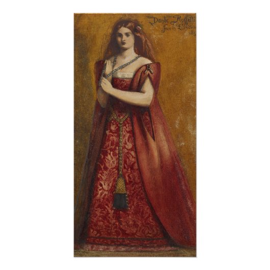 Poster Rosso Vestita par Dante Gabriel Rossetti Glossy (Devant)