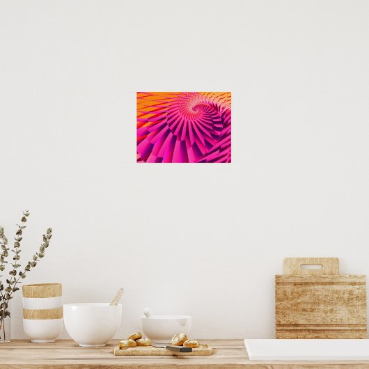 Poster Rosy Dawn Abstrait Art fractal moderne (Cuisine)
