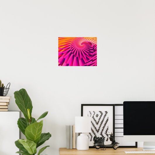 Poster Rosy Dawn Abstrait Art fractal moderne (Bureau à domicile)