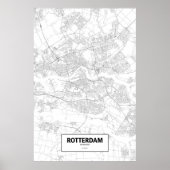 Poster Rotterdam, Pays-Bas (noir sur blanc) (Devant)