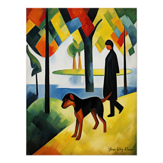 Poster Rottweiler chien marcher dans le parc 05 - Madelei (Devant)