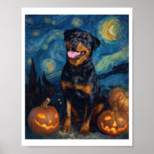 Poster Rottweiler Chien Mignon Halloween Jack O Lantern C