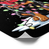 Poster Rottweiler Chien Santa Chapeau Noël Arbre Lumière (Coin)