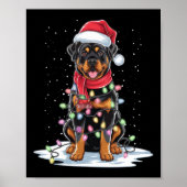 Poster Rottweiler Chien Santa Chapeau Noël Arbre Lumière (Devant)