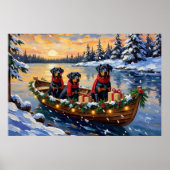 Poster Rottweiler Christmas Boat Holiday (Devant)